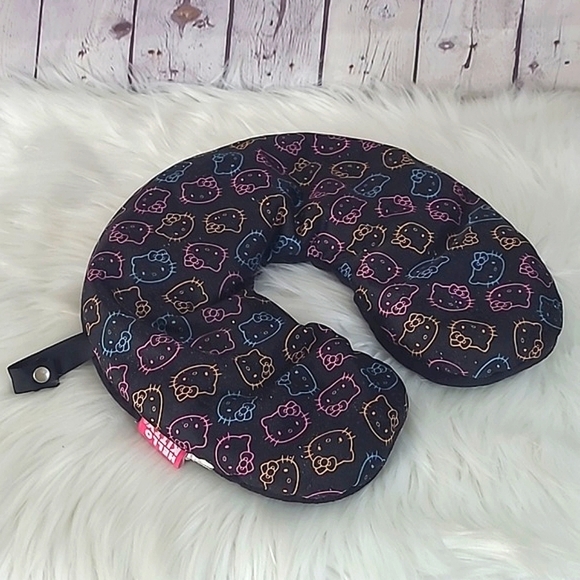 Hello Kitty Black All Over Print Travel Vacation Airline Comfort Neck Pillow - Picture 2 of 10